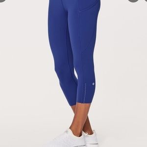 Lululemon fast and free crop leggings blue/purple color